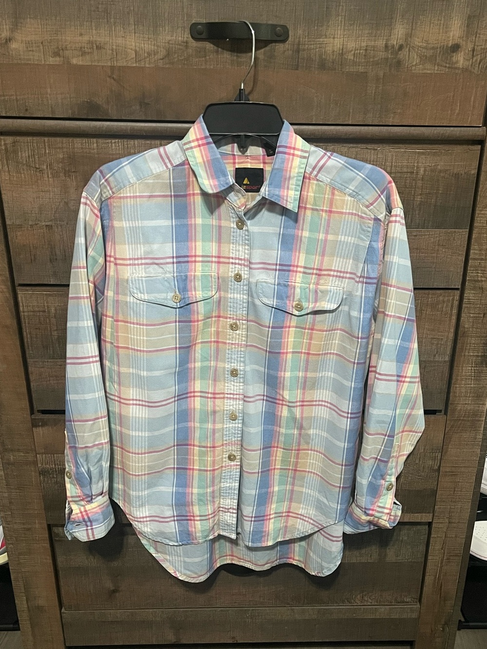 Vintage Liz Claiborne Sport Plaid Cotton Button Up Shirt